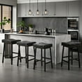 thumbnail image 1 of VECELO Backless Bar Stools Set of 4, Upholstered and Curved Saddle Stools with Metal Legs, Counter Height Barstools for Kitchen Island, Dining Room, Black, 1 of 8