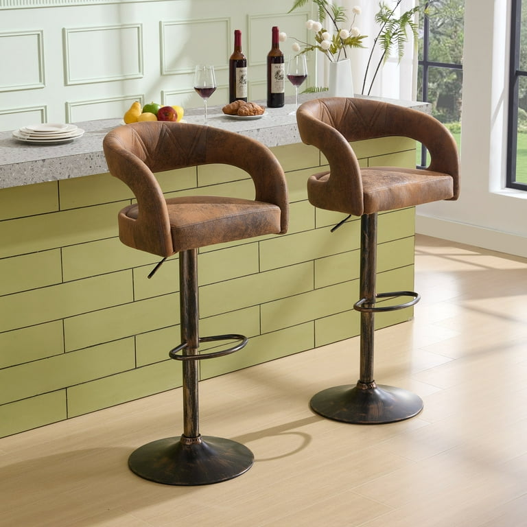 Comfortable Leather Bar Stools With Arms VECELO Bar Stools Set Of