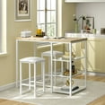 thumbnail image 1 of VECELO Bar Table and Chair Set, Dining Tables with 2 Bar Stools, Kitchen Counter with 3 Tier Storage Shelves, Counter Height Dining Tables & Chairs for Kitchen, Living Room, Natural&White, 1 of 11