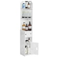 thumbnail image 1 of VECELO Bathroom Storage Cabinet, Large Corner Floor Cabinet with Toilet Paper Organizer and Shelf for Small Space, White, 1 of 10