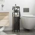 thumbnail image 1 of VECELO Small Bathroom Storage Cabinet, Corner Floor Cabinet with Toilet Paper Holder and Shelves, Black, 1 of 10