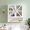 thumbnail image 1 of VECELO Bathroom Wall Cabinet, Medicine Cabinet with Open Partition, Rustic Storage Cabinet with Open and Hidden Storage Space, for Bathroom, Living Room, Kitchen, White, 1 of 10