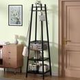 thumbnail image 1 of VECELO Coat Rack with Deep Metal Basket, 2-tier Shelves & 8 Dual Hooks, Hall Trees Freestanding Coat Hanger for Entryway Bedroom Living Room College Dorm Apartments, Black, 1 of 9