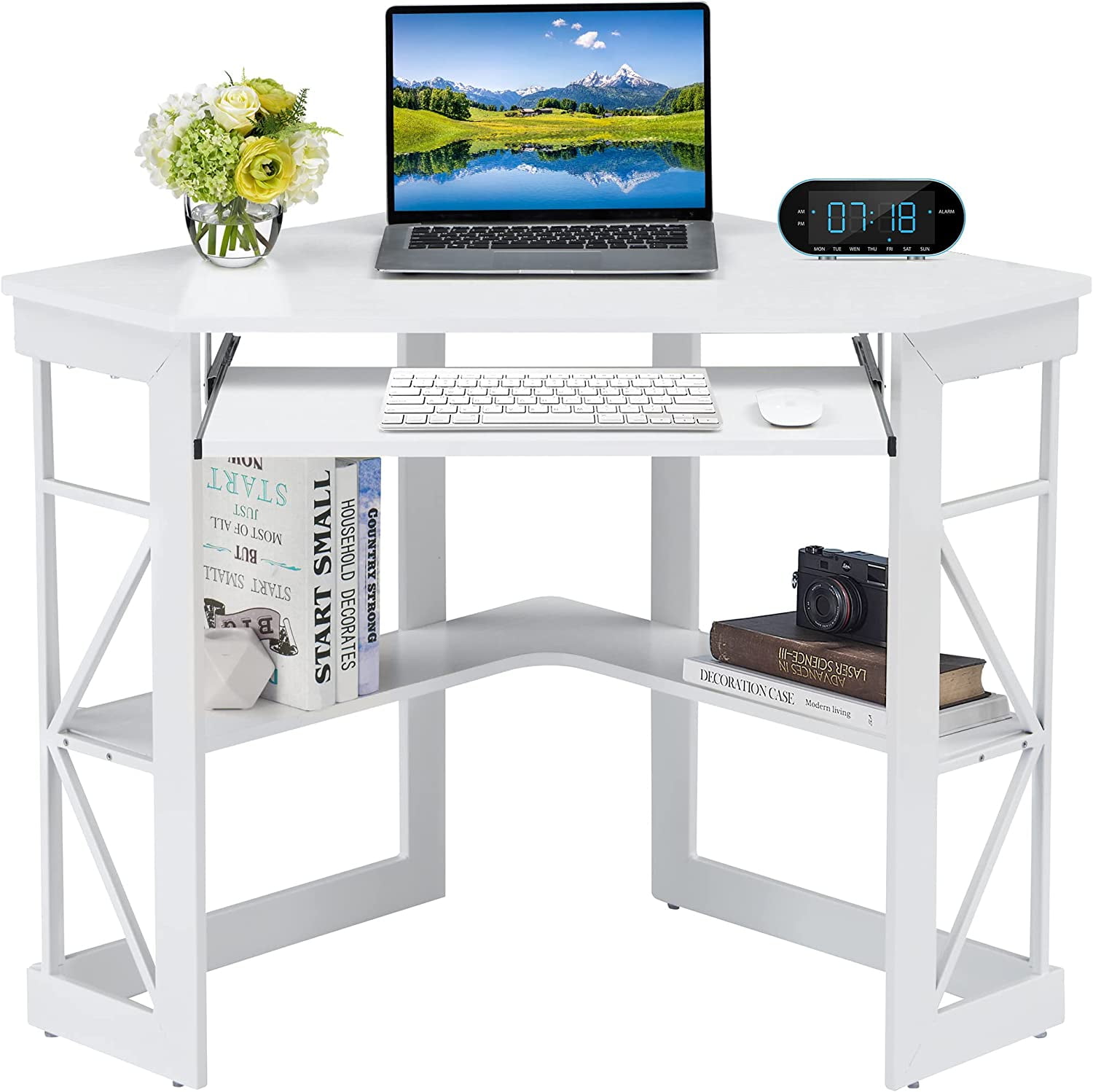 VECELO Corner Computer Desk 41 x 30 inches with Smooth Keyboard ...