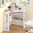 VECELO Corner Desk with Keyboard Tray & Storage Shelf, for Dorm/Home ...
