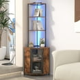 thumbnail image 1 of VECELO Corner Shelf with Power Outlets and LED Lights, 6-Tier Corner Bar Cabinet with Glass Holder, 63" Tall Corner Stand Display Storage Rack, Corner Bookshelf Bookcase, Brown, 1 of 10