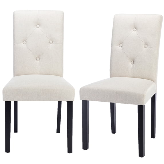 VECELO Dining Chairs Set of 2, Modern Upholstered Fabric Dining Room Chair with Metal Legs, Mid-Century Accent Dinner Chair for Home Kitchen Living Room, Beige
