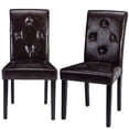 thumbnail image 1 of VECELO Dining Chairs Set of 2, Mid-Century Modern Upholstered Faux Leather Dining Room Chairs, Leather Coffee, 1 of 10