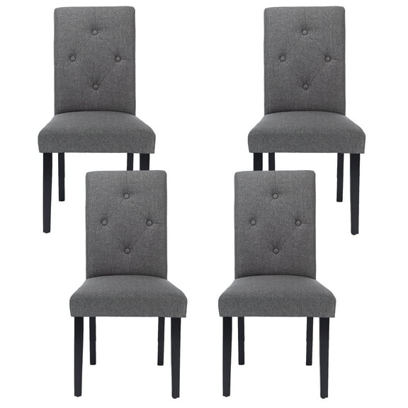 VECELO Dining Chairs Set of 4, Mid-Century Upholstered Fabric Dining Chairs for Home Kitchen, Dark Gray