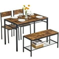 thumbnail image 1 of VECELO Dining Table Set for 4, Kitchen Table Set with Bench & 2 Chairs, Modern 4 Pieces Dining Room Set for Small Space, Apartment, Restaurant, Brown, 1 of 10