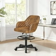 thumbnail image 1 of VECELO Ergonomic Desk Chair with Armrests, Height Adjustable PU Leather Office Chair, Computer Chair with Footrest Ring, Brown, 1 of 10