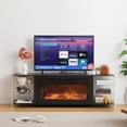 thumbnail image 1 of VECELO Fireplace TV Stand with Power Outlet, Entertainment Center for 75 Inch TV Cabinet with Acrylic Shelves, Modern TV Console for Living Room Bedroom, Black, 1 of 7