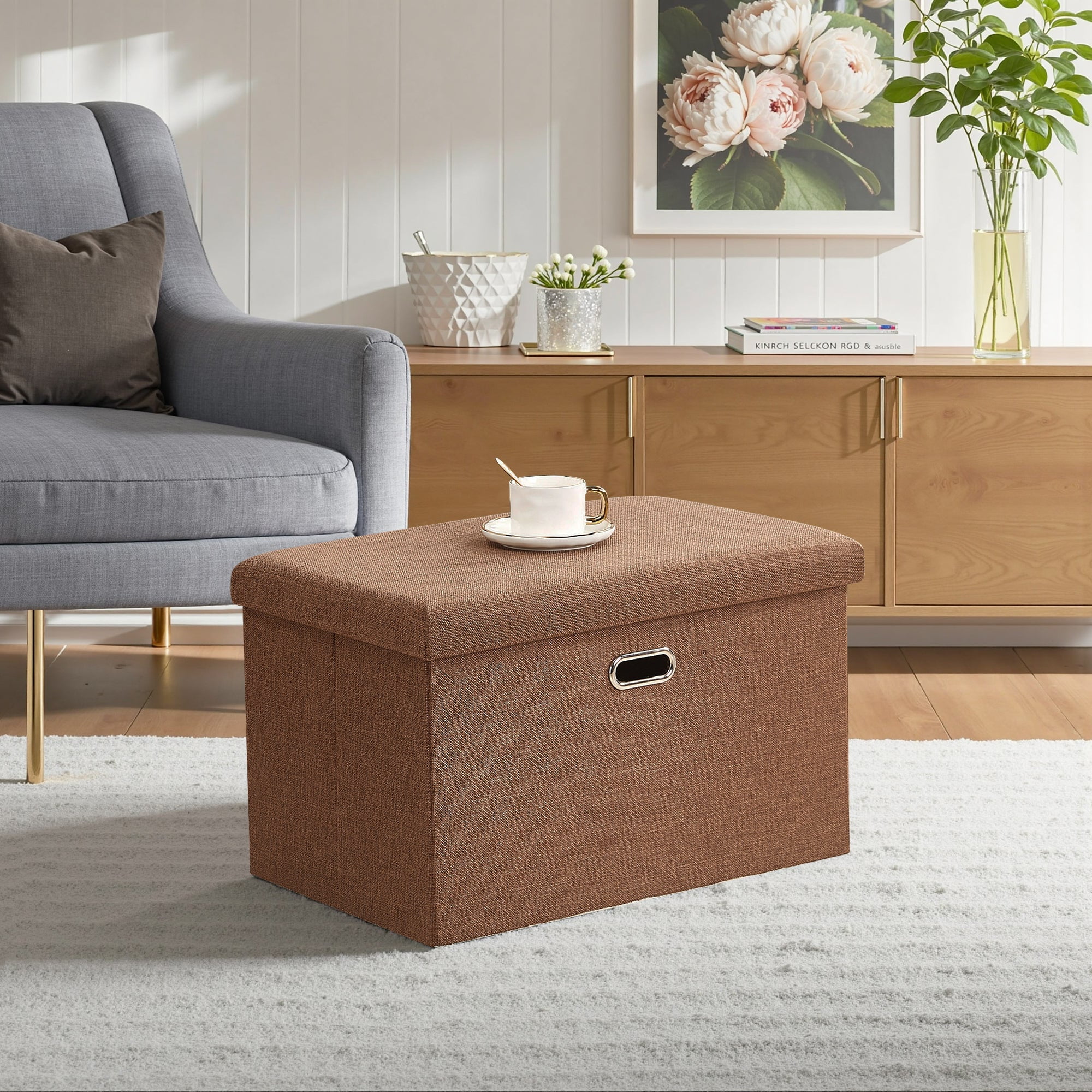 Picture of VECELO Foldable Storage Linen Ottoman 19