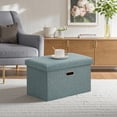 thumbnail image 1 of VECELO Foldable Storage Linen Ottoman 19" Storage Bench, Space-Saving Box Foot Rest Stool Seat For Bedroom Living Room, Green, 1 of 12