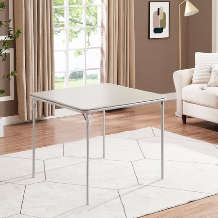 VECELO Folding Square Table, Portable Card and Game Activity Table for Indoor or Outdoor, Beige