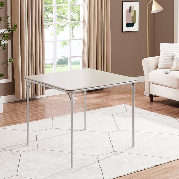 VECELO Folding Square Table, Portable Card and Game Activity Table for Indoor or Outdoor, Beige