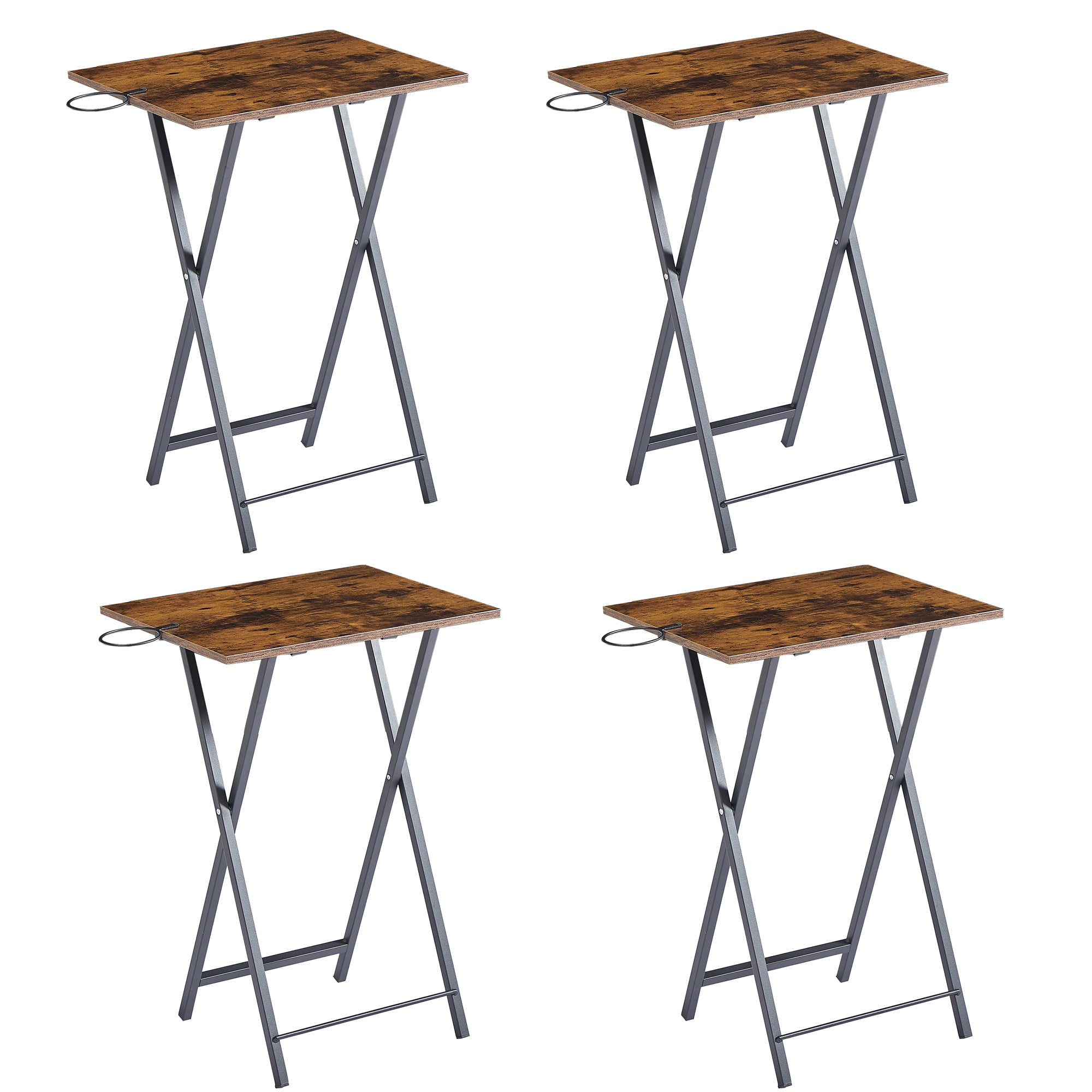 VECELO Folding TV Tray, Portable Dinner/Snack Table with Cup Holder