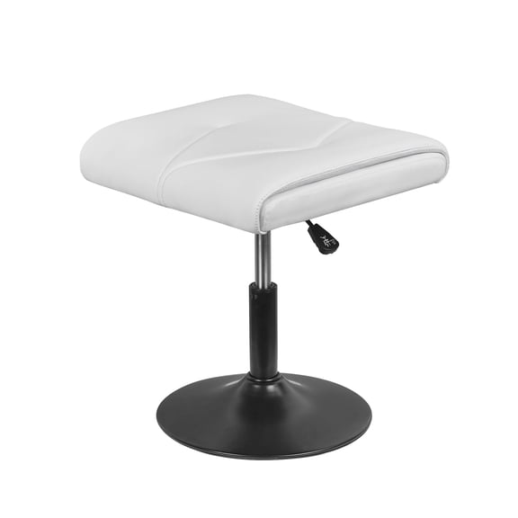VECELO Footrest Height Adjustable Ottoman Leg and Foot Rest for Work Comfort, Computer Desk Swivel Stool with Thick Padding, Office Seat, White