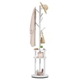 thumbnail image 1 of VECELO Freestanding Coat Rack, Rotating Base With 6 Hooks, Entryway Hanger Stand for Bedroom, Entryway, Living Room, White, 1 of 15
