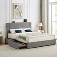 thumbnail image 1 of VECELO Full Bed Frame with 4 Storage Drawers and Charging Station, Upholstered Platform Bed with Headboard, Wooden Slats Support, No Box Spring Needed, Easy Assembly, Dark Gray, 1 of 9