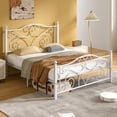 thumbnail image 1 of VECELO Full Size Bed Frame with Butterfly Shaped Headboards and Footboard, Metal Platform Bed Frame/Mattress Foundation, No Box Spring Needed, Easy Assembly, White, 1 of 9