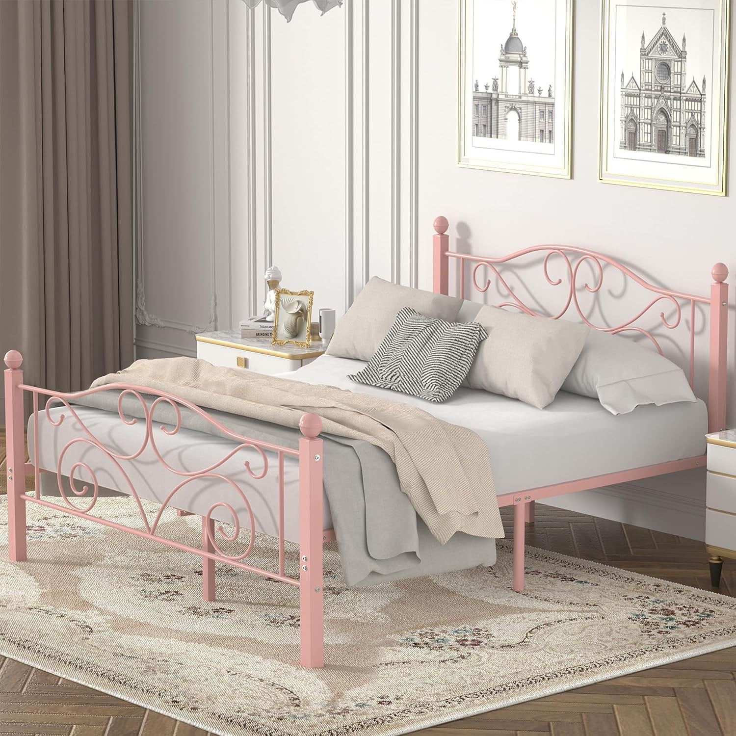 VECELO Full Bed Frame Metal Platform Bed Frame with Butterfly Shaped