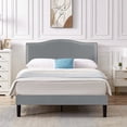 thumbnail image 1 of VECELO Full Bed Frame, Nailhead Trim Upholstered Platform Bed with Adjustable Headboard, Wooden Slats Support/No Box Spring Needed, Dark Gray, 1 of 9