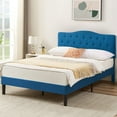 thumbnail image 1 of VECELO Full Bed Frame Upholstered Platform Bed Frame with Diamond Tufted Adjustable Headboard, Wooden Slats Support, No Box Spring Needed, Blue, 1 of 8