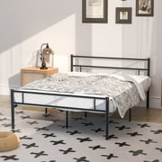 VECELO Full Metal Bed Frame, Modern Platform Bed with Headboard and Footboard, No Box Spring Needed, Black