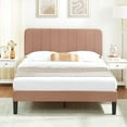 thumbnail image 1 of VECELO Full Size Bed Frame, Modern Upholstered Platform Bed Frame with Adjustable Headboard, Wooden Slats Support/No Box Spring Needed, Coffee, 1 of 13