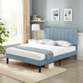 thumbnail image 1 of VECELO Full Size Bed Frame, Modern Upholstered Platform Bed Frame with Adjustable Headboard, Wooden Slats Support/No Box Spring Needed, Light Blue, 1 of 13