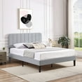 thumbnail image 1 of VECELO Full Size Bed Frame, Modern Upholstered Platform Bed Frame with Adjustable Headboard, Wooden Slats Support/No Box Spring Needed, Light Gray, 1 of 12