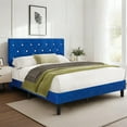 thumbnail image 1 of VECELO Full Size Bed Frame, Modern Upholstered Platform Bed Frame with Diamond Tufted Headboard, No Box Spring Needed, Easy Assembly, Blue, 1 of 8