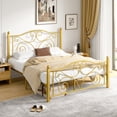 thumbnail image 1 of VECELO Full Size Metal Platform Bed Frame with Arched Headboard and Footboard, Heavy Duty Steel Slat Support, Under-Bed Storage, No Box Spring Needed, Gold, 1 of 8
