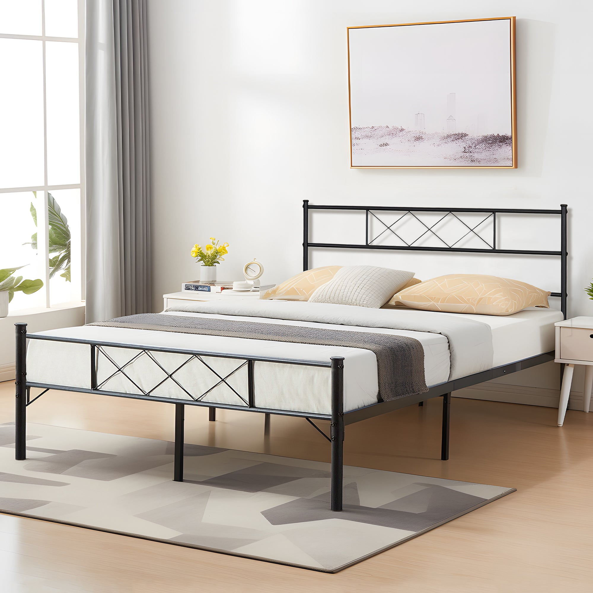 Metal bed 2024 frame no footboard