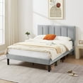 thumbnail image 1 of VECELO Full Size Platform Bed Frame, Velvet Upholstered Bed Frame with Adjustable Headboard, No Box Spring Needed, Easy Assembly, Light Gray, 1 of 11