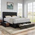 thumbnail image 1 of VECELO Full Size Upholstered Bed Frame with 3 Drawers & Adjustable Headboard, Under Bed Storage, Black, 1 of 9
