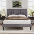 thumbnail image 1 of VECELO Full Size Upholstered Beds, Modern Platform Bed Frame with Adjustable Headboard, Wooden Slats Support/No Box Spring Needed, Dark Gray, 1 of 9