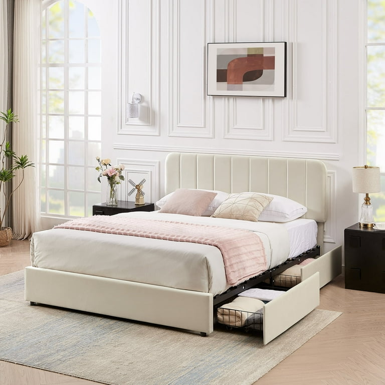 おでページ Amazon.com: Vabches Full Size Bed Frame with Storage
