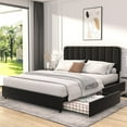 thumbnail image 1 of VECELO Full Size Bed Frame with 4 Storage Drawers, Modern Upholstered Platform Bed Frame with Adjustable Headboard, No Box Spring Needed, Black, 1 of 11