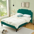 thumbnail image 1 of VECELO Full Upholstered Platform Bed Frame, Height Adjustable Nailhead Trim Headboard, Easy Assembly/No Box Spring Required, Dark Green, 1 of 9