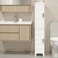 thumbnail image 1 of VECELO High Narrow Bathroom Storage Cabinet with Adjustable Shelves, 52.76” H Slim Freestanding Foldable Cabinet with Door, for Small Spaces, Kitchen, White, 1 of 10