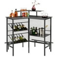 thumbnail image 1 of VECELO Home Bar Unit for Liquor, 3 Tier L-Shaped Bar Cabinet with Storage and Footrest, Corner Bar Table with Wine Rack for Home/Kitchen/Pub, Charcoal Gray, 1 of 9
