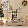 thumbnail image 1 of VECELO Home Bar Unit, Oval Bar Table with Wood Counter Top and Wine Rack Storage, Wine Bakers Rack for Kitchen Dining Room, Charcoal Grey, 1 of 7