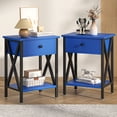 thumbnail image 1 of VECELO Industrial Nightstand, Set of 2, Dark Blue, 1 of 8