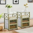 thumbnail image 1 of VECELO Javlergo 2-Drawer Nightstand/End Side Table with Storage Shelf, Set of 2 Gold, 1 of 5