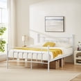 thumbnail image 1 of VECELO Javlergo Metal Platform Bed Frame with Headboard and Footboard, No Box Spring Needed White Full, 1 of 5