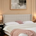 thumbnail image 1 of VECELO King Size Adjustable Height Upholstered Headboard, Modern Wingback Headboard with Double Nailhead Trimming and Button Tufting for Bedroom, Beige, 1 of 6
