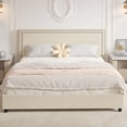 thumbnail image 1 of VECELO King Size Bed with 4 Storage Drawers Upholstered Platform Bed Adjustable with Nailhead Trim Headboard Wooden Slats Support Bed Frame, Beige, 1 of 8