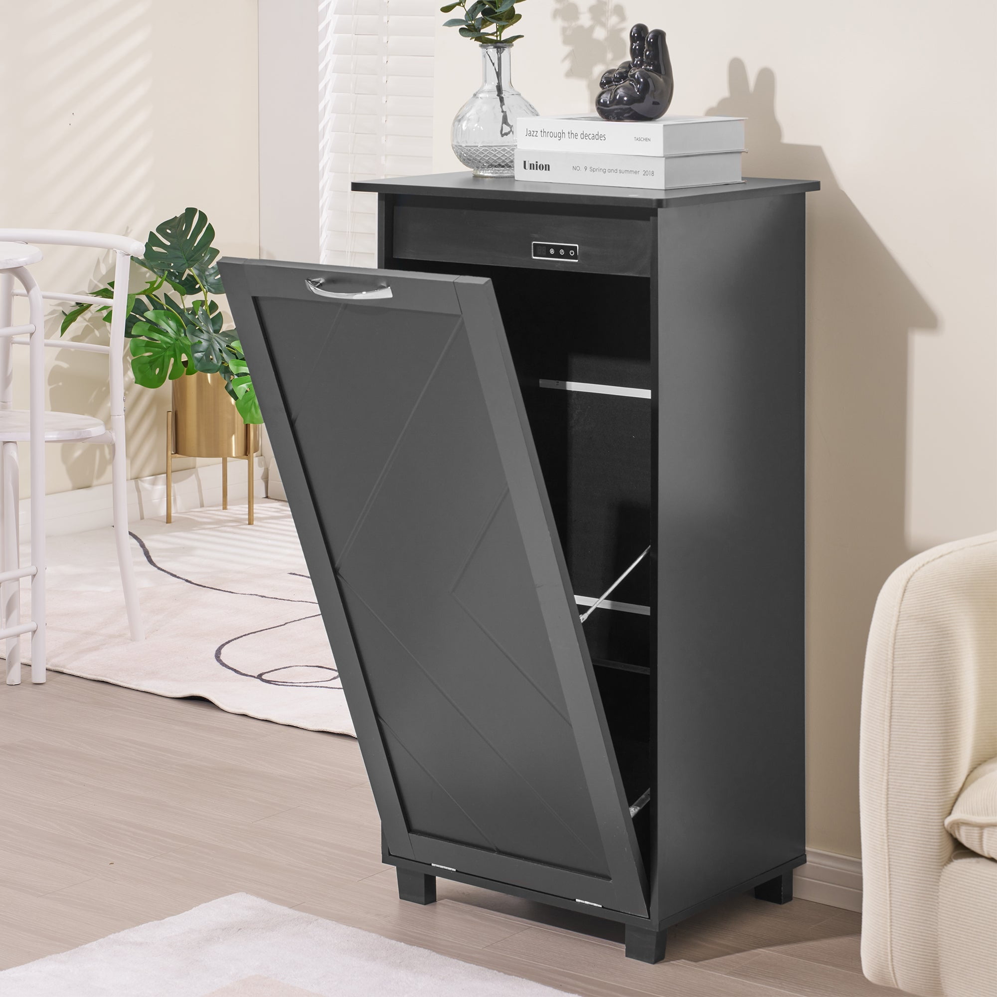 VECELO Kitchen Trash Can 1013 Gallon Wooden Tilt Out Storage